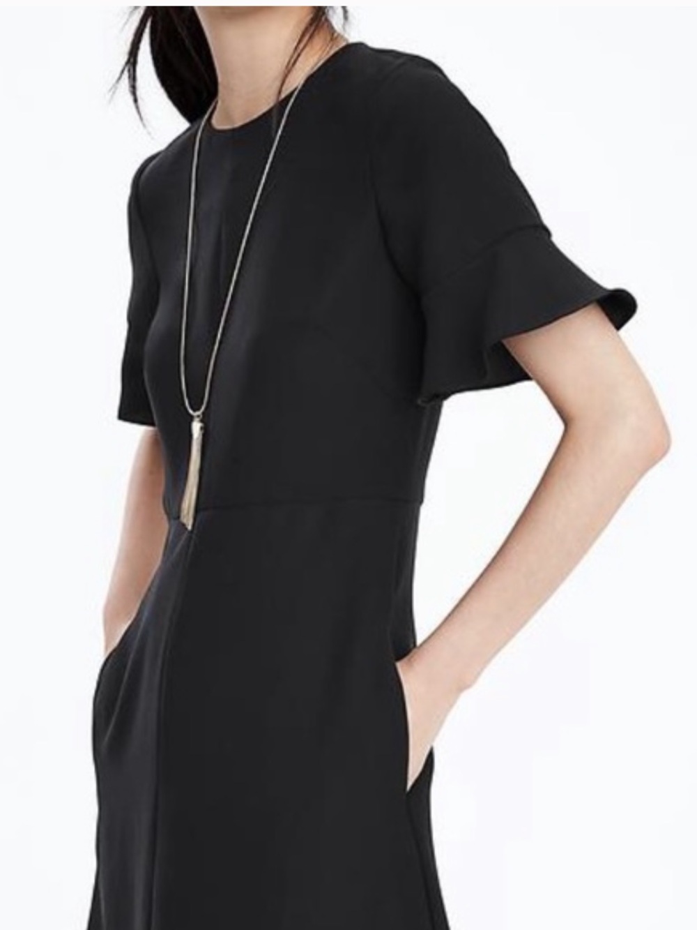 Banana Republic Black Short Flutter-Sleeve Mini Dress Size 12